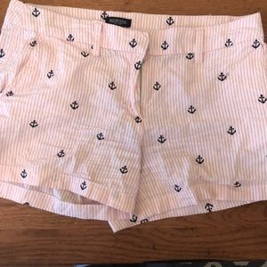 British Khaki Pink Seersucker Shorts